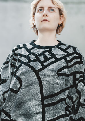 HANDPAINTED - SWEATER OVERSIZED - COTTON JERSEY black