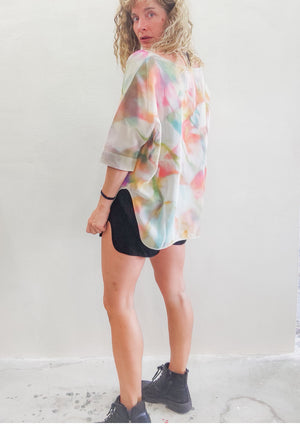 HANDPAINTED - TOP OVERSIZED - AIRY MESH creme painted