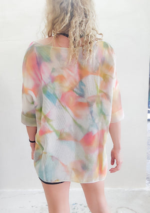 HANDPAINTED - TOP OVERSIZED - AIRY MESH creme painted
