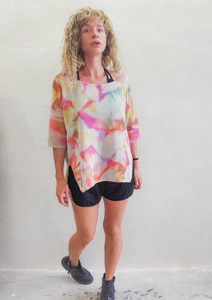 HANDPAINTED - TOP OVERSIZED - AIRY MESH creme painted