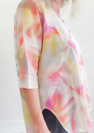 HANDPAINTED - TOP OVERSIZED - AIRY MESH creme painted