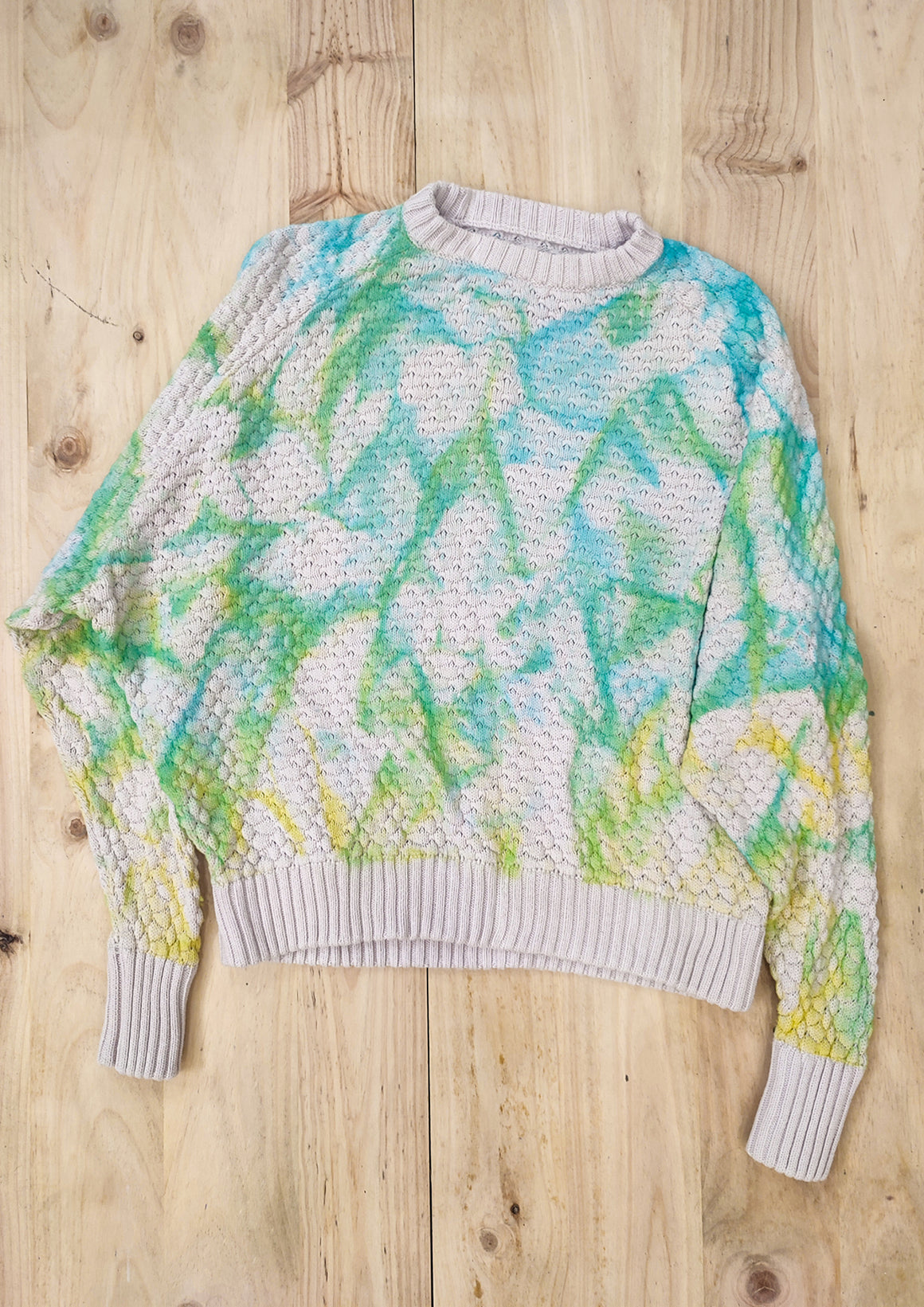 HANDPAINTED - SWEATER OVERSIZE - KNIT PEARL ivory painted color