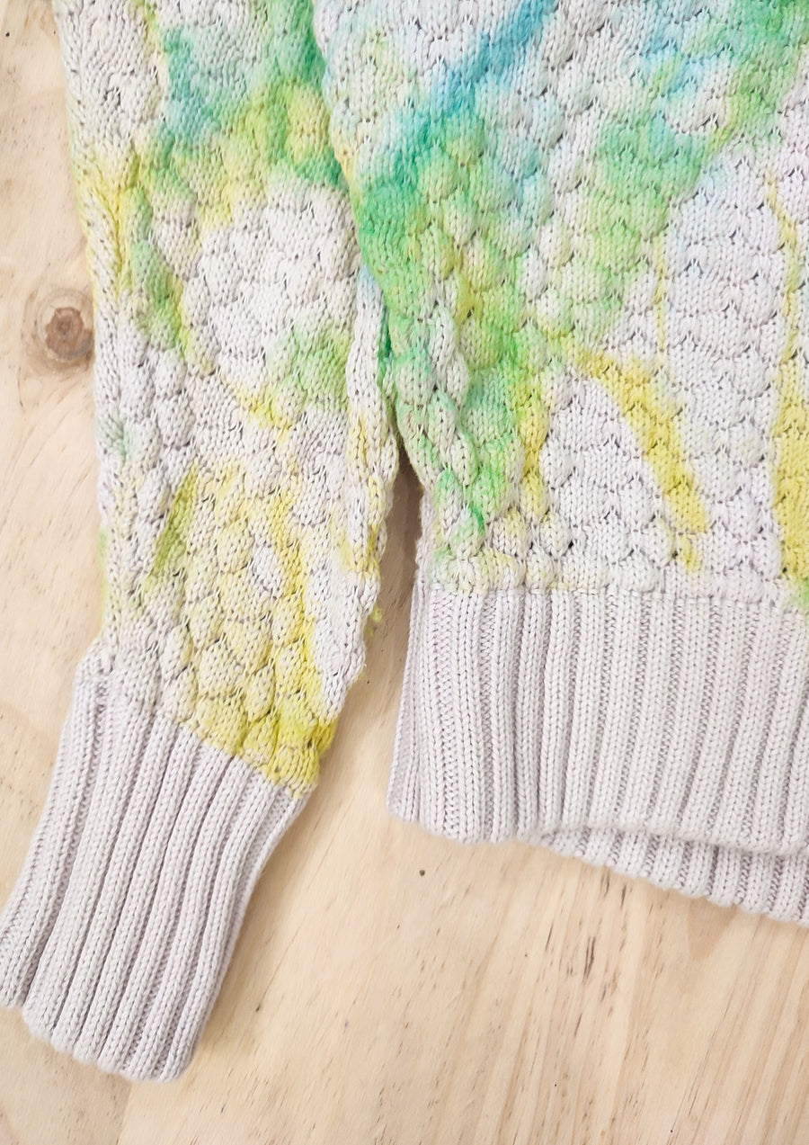 HANDPAINTED - SWEATER OVERSIZE - KNIT PEARL ivory painted color