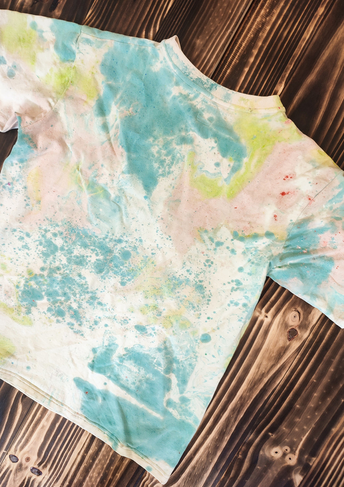 HANDPAINTED - T-SHIRT S - COTTON JERSEY creme painted