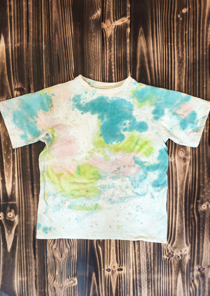 HANDPAINTED - T-SHIRT S - COTTON JERSEY creme painted