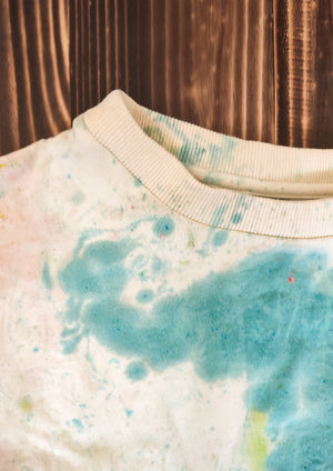 HANDPAINTED - T-SHIRT S - COTTON JERSEY creme painted