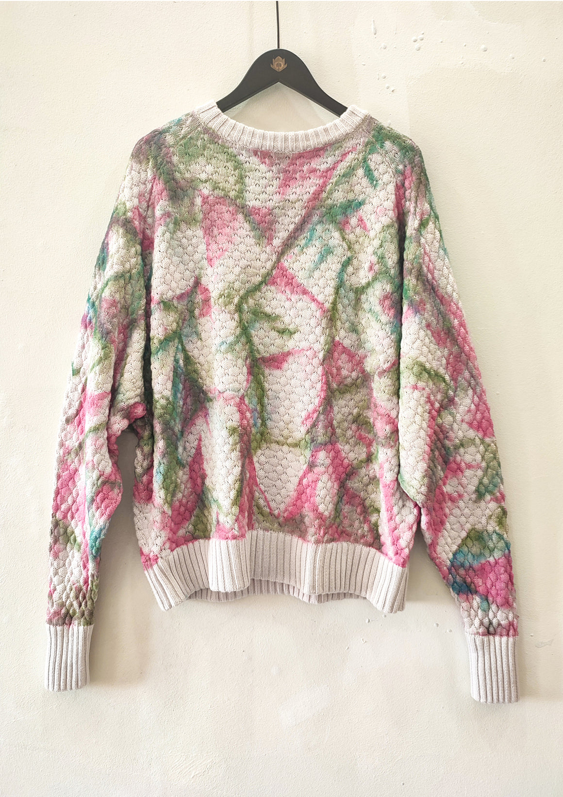 HANDPAINTED - SWEATER OVERSIZE - KNIT PEARL ivory painted color