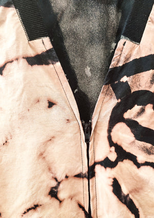 HANDPAINTED - VINTAGE PILOT JACKET V NECK - LINEN black painted