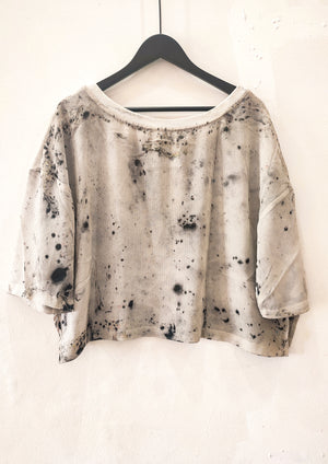 HANDPAINTED - T-SHIRT FEMALE creme mesh painted