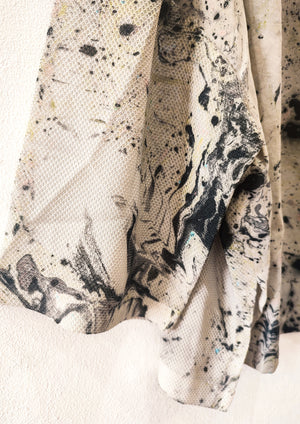 HANDPAINTED - T-SHIRT FEMALE creme mesh painted