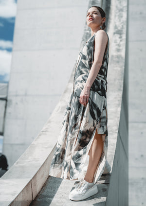 HANDPAINTED - DRESS LONG SLEEVELESS creme painted
