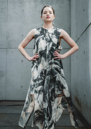 HANDPAINTED - DRESS LONG SLEEVELESS creme painted