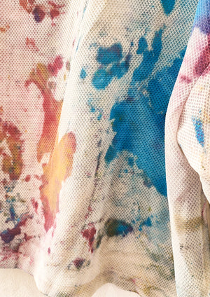 HANDPAINTED - T-SHIRT FEMALE creme mesh painted