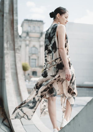 HANDPAINTED - DRESS LONG SLEEVELESS creme painted