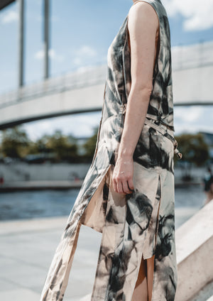 HANDPAINTED - DRESS LONG SLEEVELESS creme painted