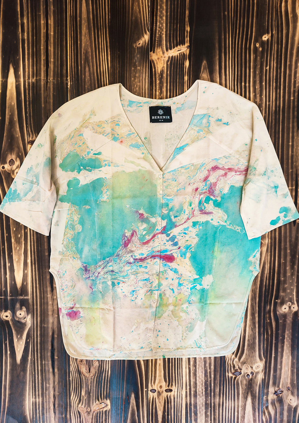 HANDPAINTED - KIMONO SHIRT - creme painted