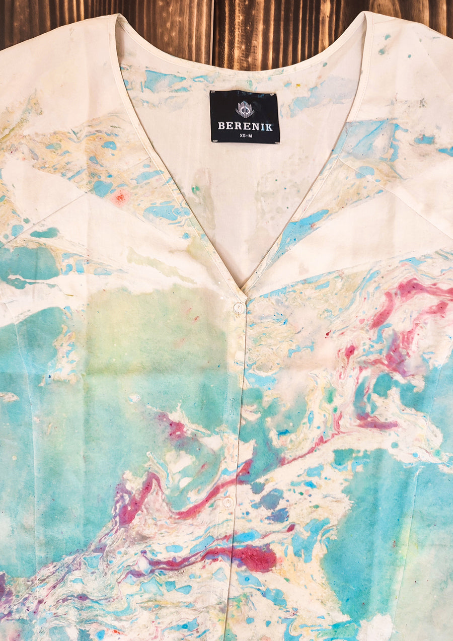 HANDPAINTED - KIMONO SHIRT - creme painted