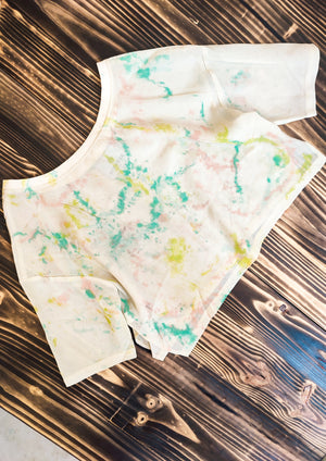 HANDPAINTED - T-SHIRT FEMALE creme mesh painted