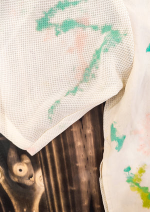 HANDPAINTED - T-SHIRT FEMALE creme mesh painted