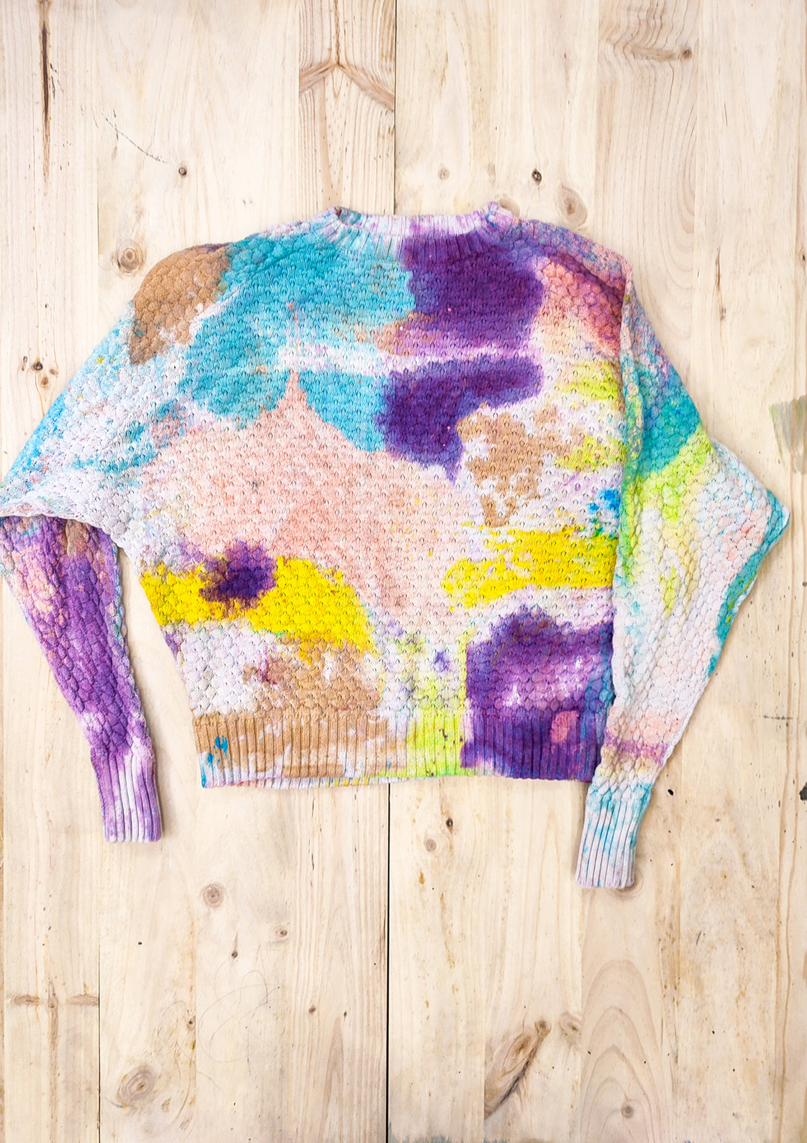 HANDPAINTED - SWEATER OVERSIZE - KNIT PEARL ivory painted color