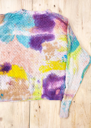 HANDPAINTED - SWEATER OVERSIZE - KNIT PEARL ivory painted color