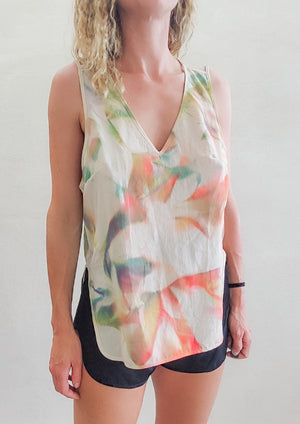 HANDPAINTED - TOP - SPAGHETTI STRAPS creme painted