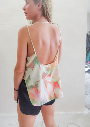 HANDPAINTED - TOP - SPAGHETTI STRAPS creme painted