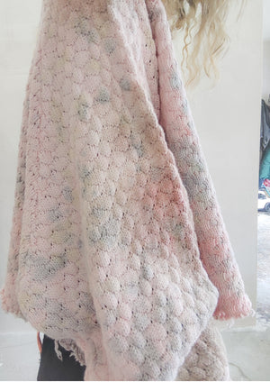 HANDPAINTED / CROPPED - SWEATER OVERSIZE - KNIT PEARL ivory painted color