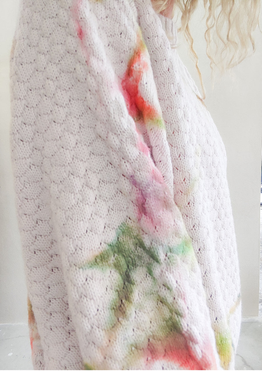 HANDPAINTED - SWEATER OVERSIZE - KNIT PEARL ivory painted color