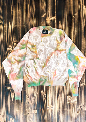 HANDPAINTED - SWEATER OVERSIZED - KNIT PEACOCK beige painted