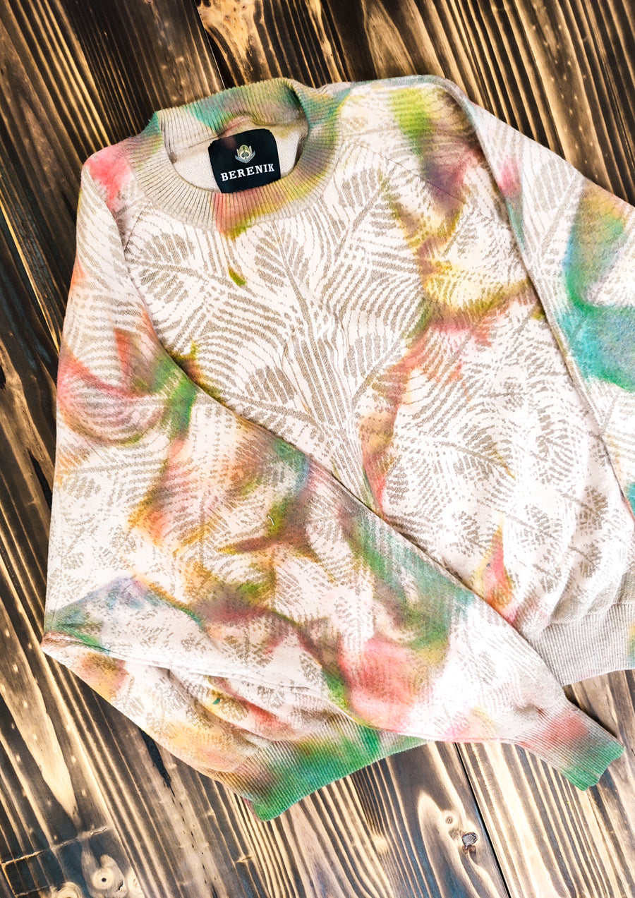 HANDPAINTED - SWEATER OVERSIZED - KNIT PEACOCK beige painted