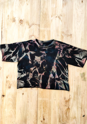 HANDPAINTED / CROPPED - T-SHIRT L- COTTON JERSEY black painted