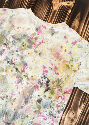 HANDPAINTED - T-SHIRT L - COTTON JERSEY creme painted