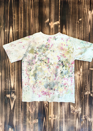 HANDPAINTED - T-SHIRT L - COTTON JERSEY creme painted