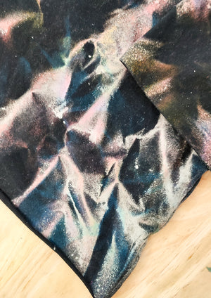 HANDPAINTED / CROPPED - T-SHIRT L- COTTON JERSEY black painted