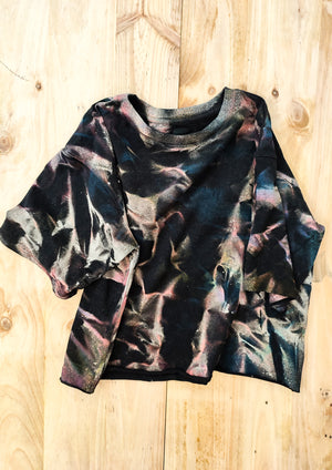 HANDPAINTED / CROPPED - T-SHIRT L- COTTON JERSEY black painted