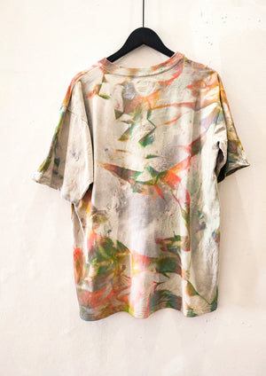 HANDPAINTED - T-SHIRT L - COTTON JERSEY creme painted