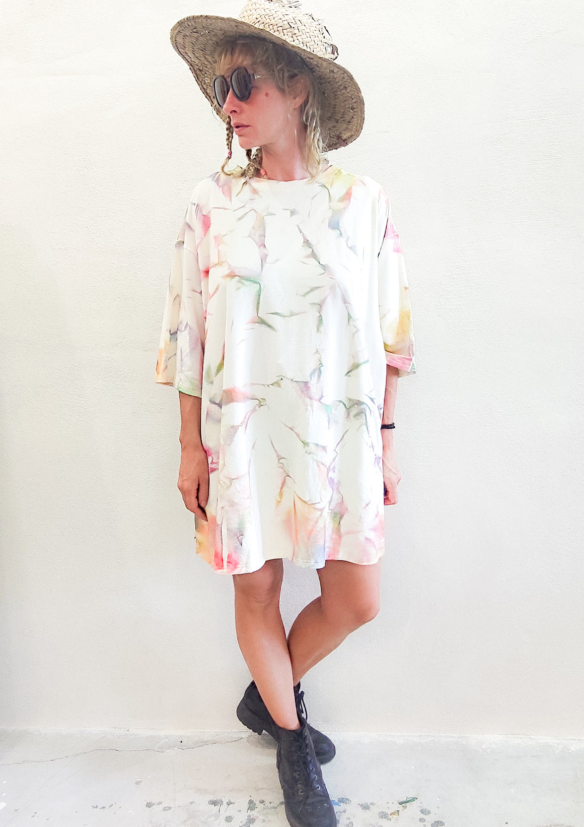 HANDPAINTED - T-SHIRT XXXL - COTTON JERSEY creme painted