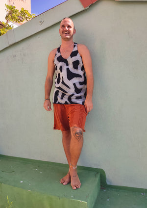 HANDPAINTED - TANK TOP/DRESS - COTTON JERSEY black painted