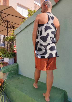 HANDPAINTED - TANK TOP/DRESS - COTTON JERSEY black painted