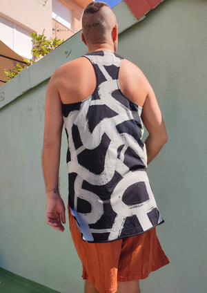 HANDPAINTED - TANK TOP/DRESS - COTTON JERSEY black painted