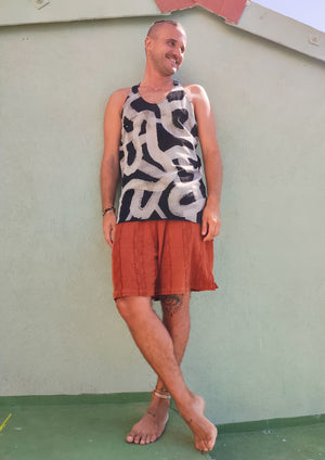 HANDPAINTED - TANK TOP/DRESS - COTTON JERSEY black painted