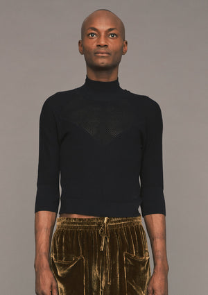 WINTER SHIRT TURTLENECK STRETCH - KNIT TRANSPARENT black - BERENIK