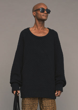 SWEATER OVERSIZE - KNIT PEARL black - BERENIK