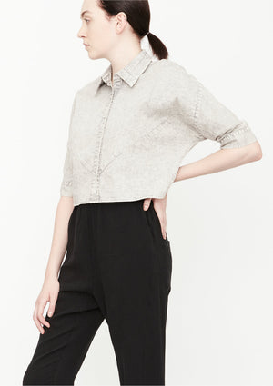BLOUSE - SHORT SLEEVES - DENIM light grey washed - BERENIK
