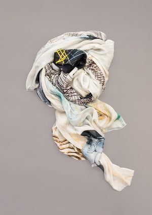 SCARF FRINGE - SOFT MODAL printed drawings - BERENIK