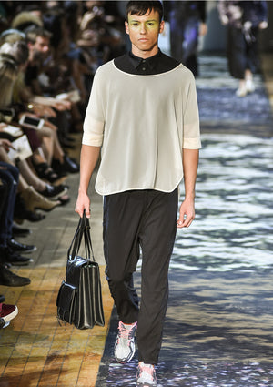 BLOUSE SHORT SLEEVES - THIN DRAPING black - BERENIK