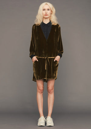 JUMPSUIT SHORT OVERSIZED - SILK VELVET gold - BERENIK