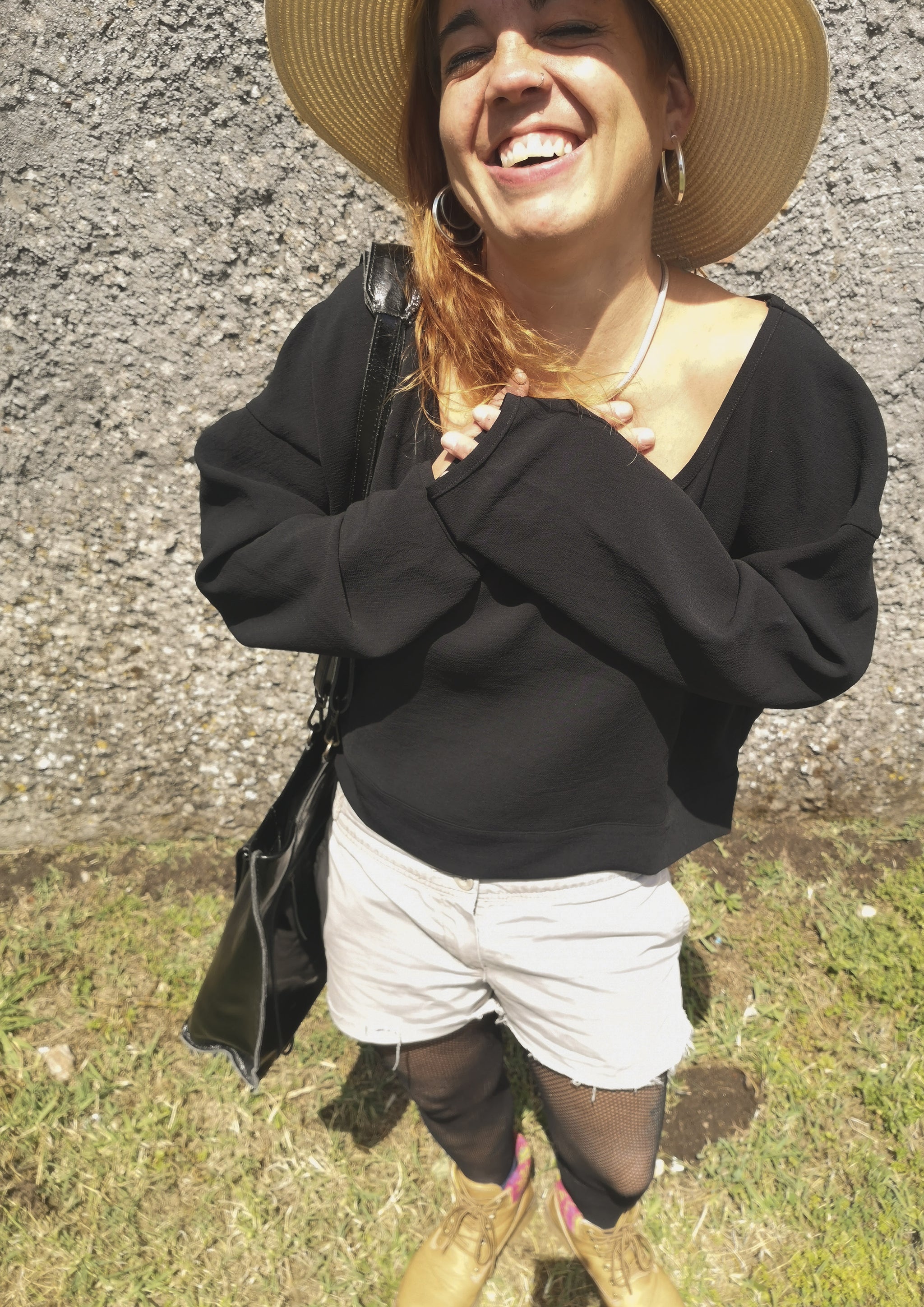 TOP LONG SLEEVES BLACK PLAIN ALL SEASON - VINTAGE CREPE black - BERENIK