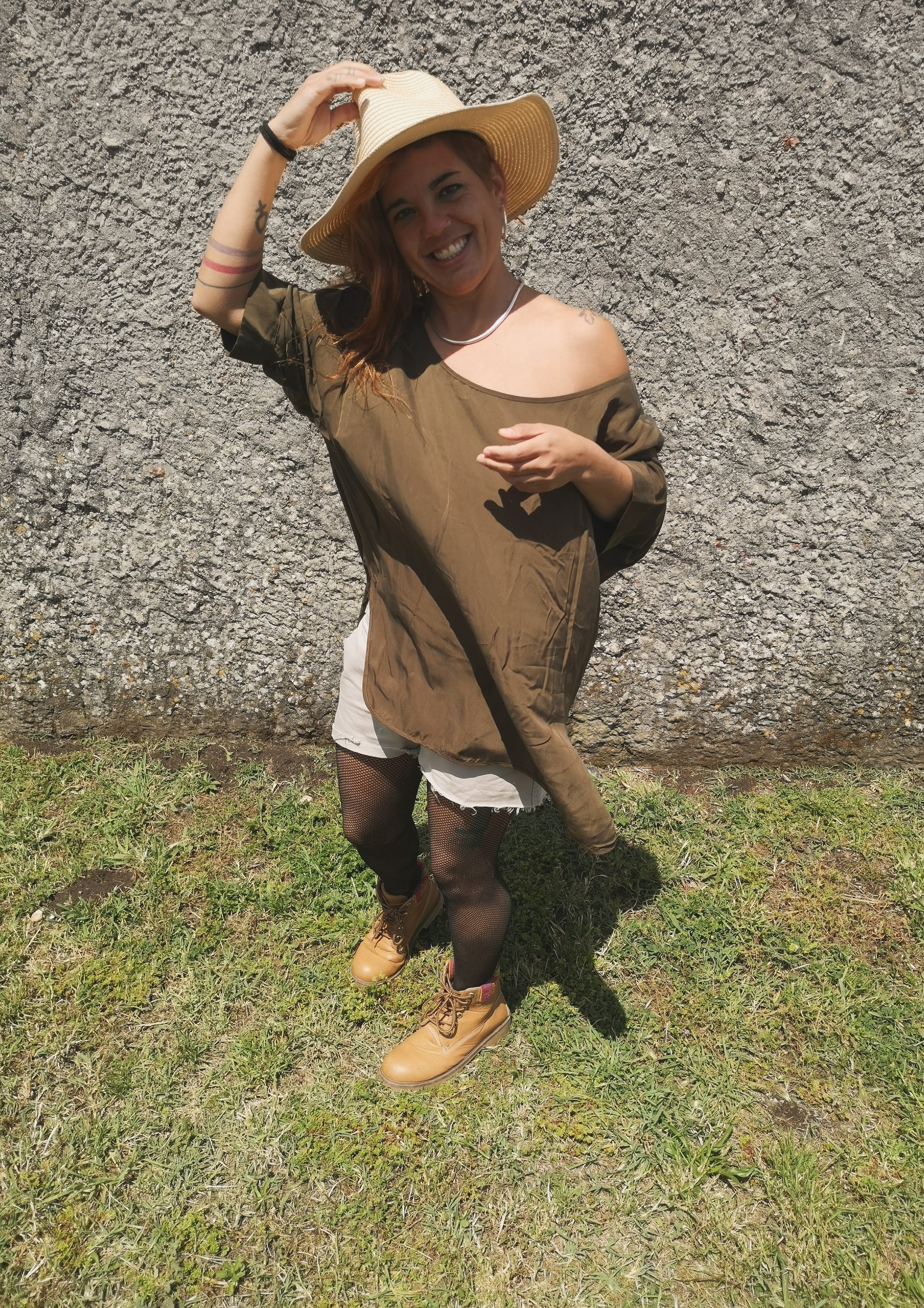 TOP OVERSIZED - SILKY CUPRO khaki - BERENIK